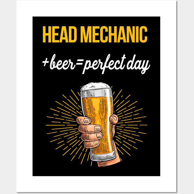 Head Mechanic Beer T-Shirt Head Mechanic Funny Gift Item Wall Art by Bushf